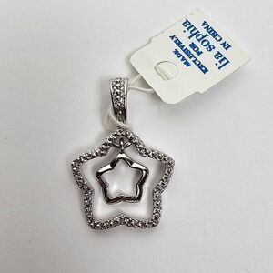 Lia Sophia Star Pendant Double Open Textured Smooth Silver Tone Metal Reversible